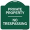Signmission Designer Series No Trespassing, Green & White Heavy-Gauge Aluminum Sign, 18" H, GW-1818-9811 A-DES-GW-1818-9811 - alternate 1